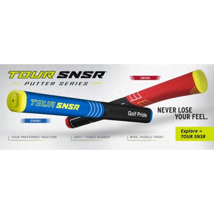 GolfPride Tour SNSR Straight Putter Grip 104cc - Black Blue Yellow