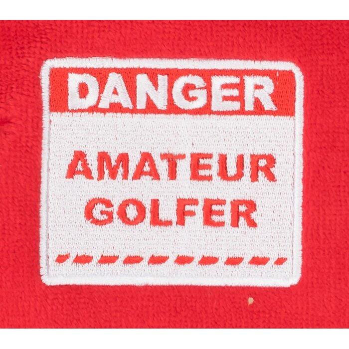 Nova Golf 'Danger Amateur Golfer' Golfhanddoek - Rood Wit