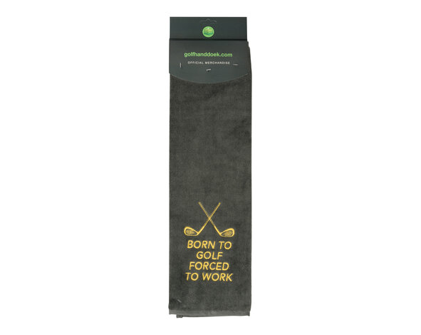 Nova Golf 'Born To Golf Forced To Work' Golf Towel - Grey Yellow