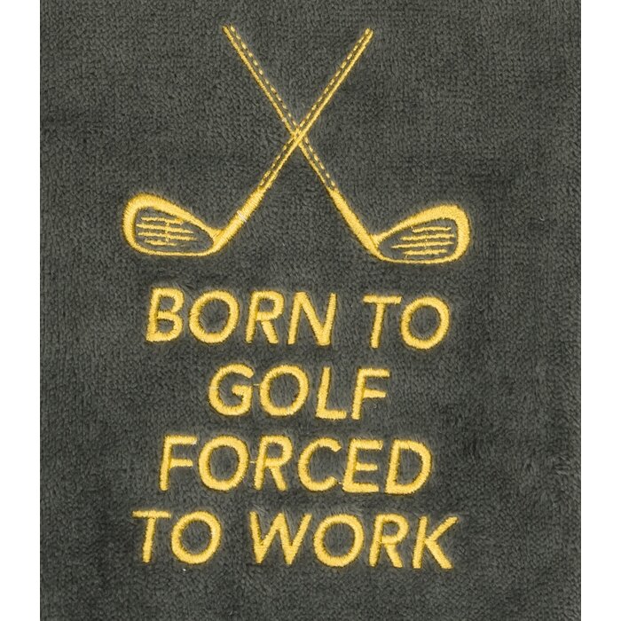 Nova Golf 'Born To Golf Forced To Work' Golfhanddoek - Grijs Geel