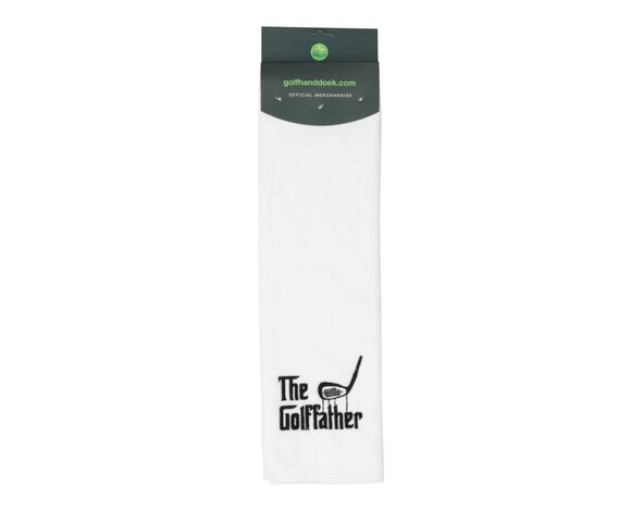 Nova Golf 'The Golffather' Golfhanddoek - Wit Zwart