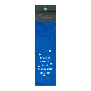 Nova Golf Nova Golf 'It Takes A Lot Of Balls' Golfhanddoek - Blauw Wit Nova Golf Nova Golf 'It Takes A Lot Of Balls' Golfhanddoek - Blauw Wit