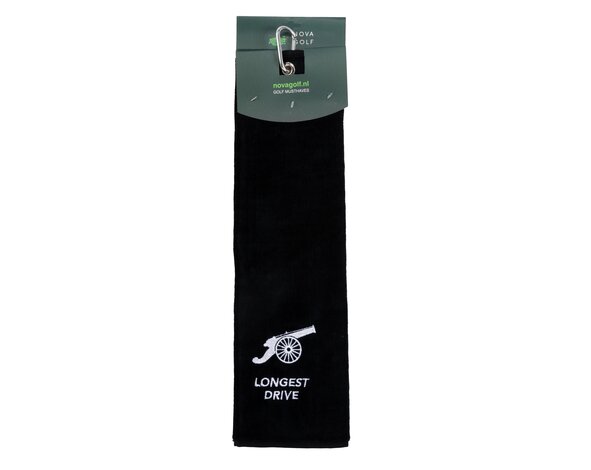 Nova Golf Nova Golf Longest Drive' Golfhanddoek - Zwart Wit