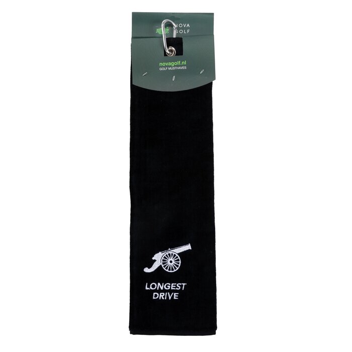 Nova Golf Nova Golf Longest Drive' Golfhanddoek - Zwart Wit