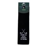 Nova Golf 'Born To Golf Forced To Work' Golfhanddoek - Zwart Wit