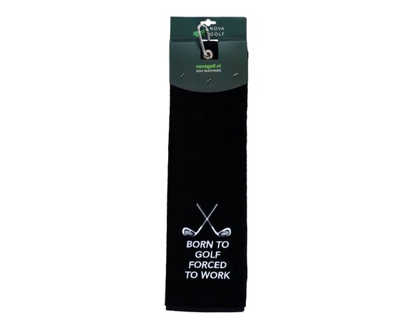 Nova Golf Nova Golf 'Born To Golf Forced To Work' Toalla de golf - Blanco y negro
