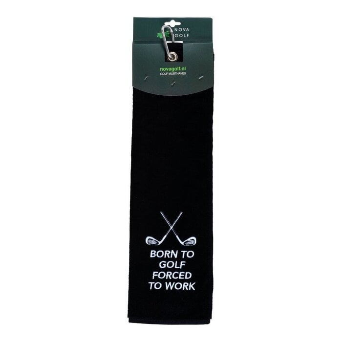 Nova Golf Nova Golf 'Born To Golf Forced To Work' Serviette de golf - Noir et blanc
