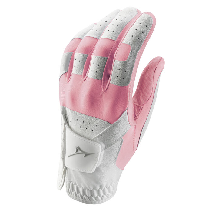 Mizuno Mizuno Stretch Dames Golfhandschoen- Wit Roze (Voor Rechtshandige Golfers)