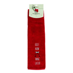 Nova Golf 'Golf Now Wine Later' Golfhanddoek - Rood Grijs