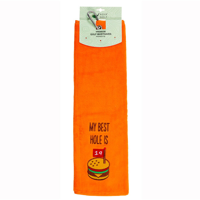 Nova Golf Nova Golf 'My Best Hole Is 19' Golfhandtuch - Orange