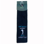 Nova Golf 'Golf Isn't A Hobby It's A Lifestyle' Golfhanddoek - Zwart