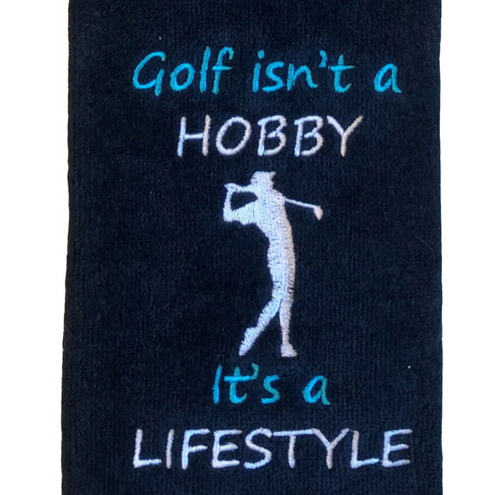 Nova Golf 'Golf Isn't A Hobby It's A Lifestyle' Golfhanddoek - Zwart