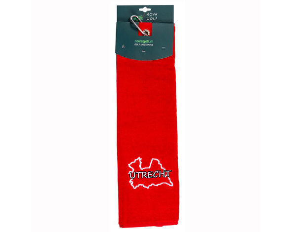 Nova Golf Nova Golf 'Utrecht' Golfhanddoek - Rood Wit