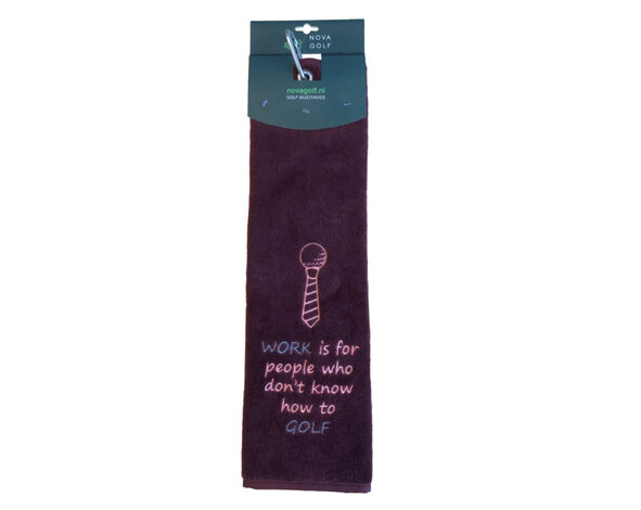 Nova Golf Nova Golf 'Work Is For People...' Golf Towel - Burgundy Red