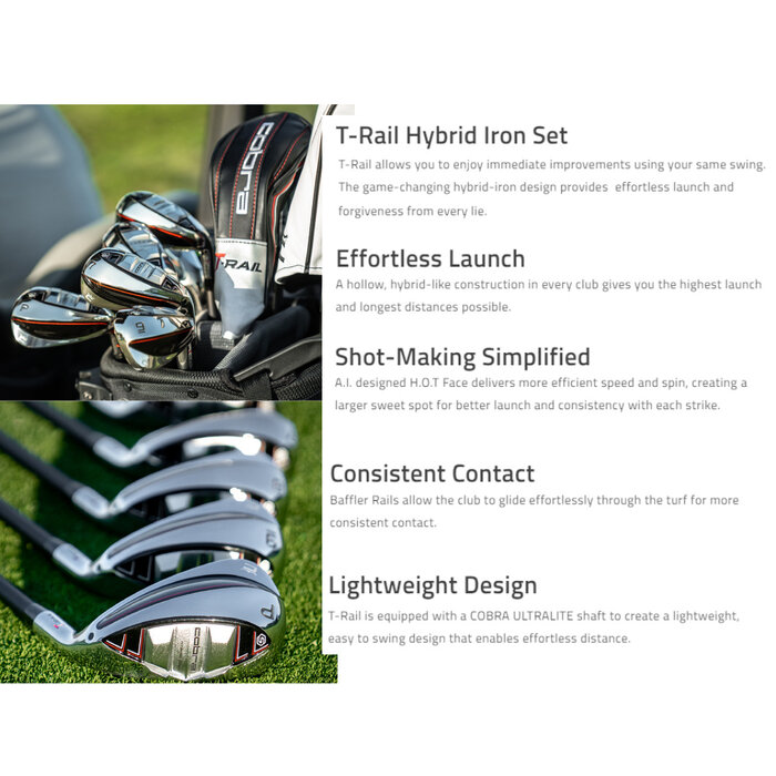 Cobra Cobra T-Rail 3.0 Combo Hybride IJzers H5, 6-PW (graphite shaft)