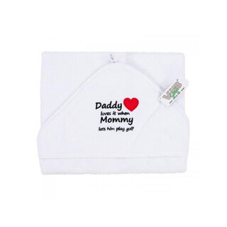 VIB Nova Golf 'Daddy Loves It When Mommy Lets Him Play Golf' Handdoek Cape - Wit