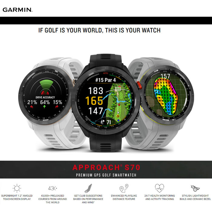 Garmin Garmin Approach S70 Premium GPS Golfhorloge 47 mm - Zwart