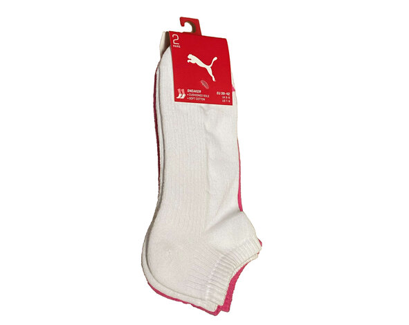 Puma Puma Sneaker Sokken - Wit Roze (2 Paar)