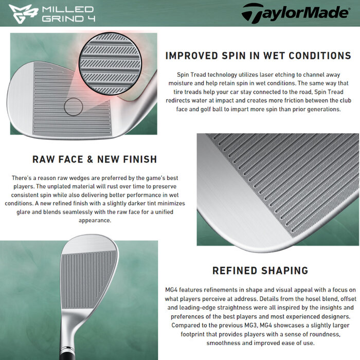 TaylorMade Taylormade Milled Grind 4 Wedge (Stahlschaft) - Chrom - LINKS