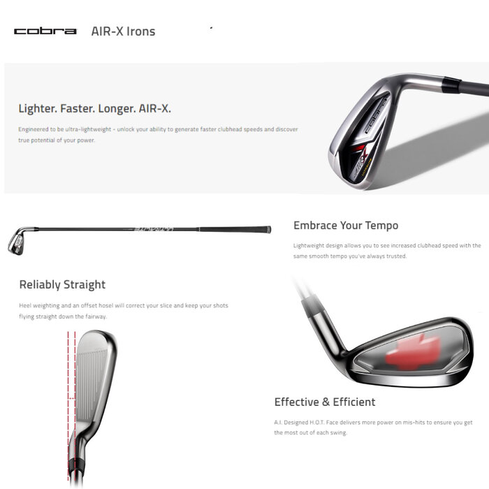 Cobra Air-X 2 IJzers 5-SW 2024 (graphite shaft)