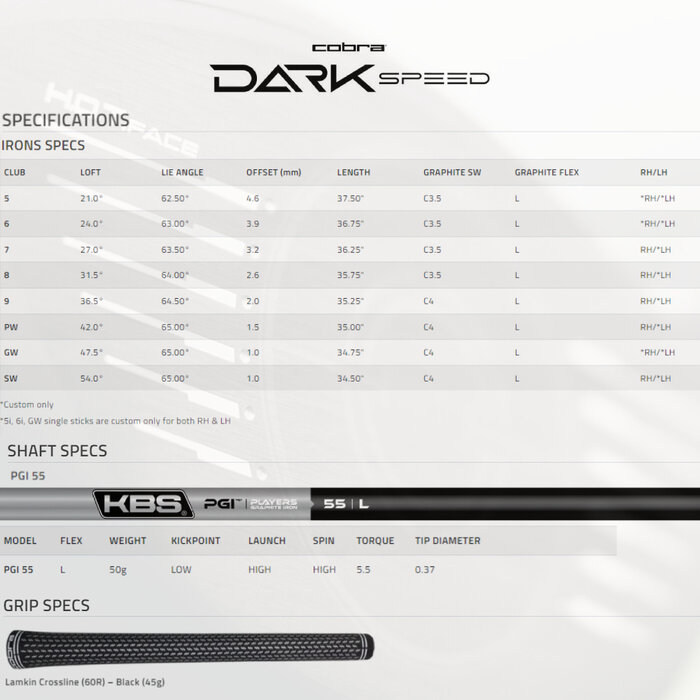 Cobra Cobra Darkspeed Dames IJzers 6-SW 2024 (graphite shaft)