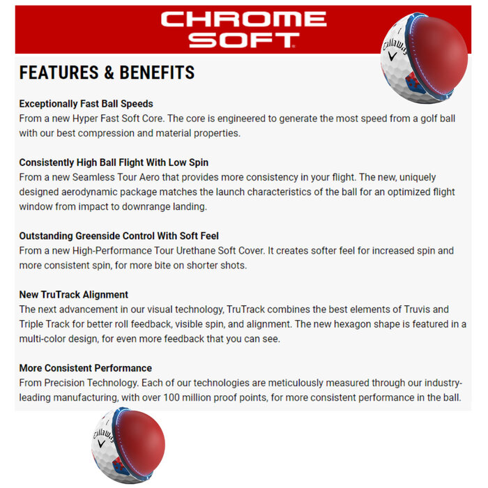 Callaway Callaway Chrome Soft TruTrack Golf Balls 2024 - White - 12-Pack