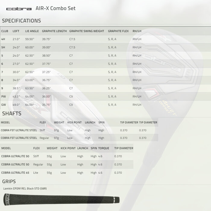 Cobra Cobra Air-X 2 Combo Set H4, H5, 6-SW 2024 (graphite shaft)