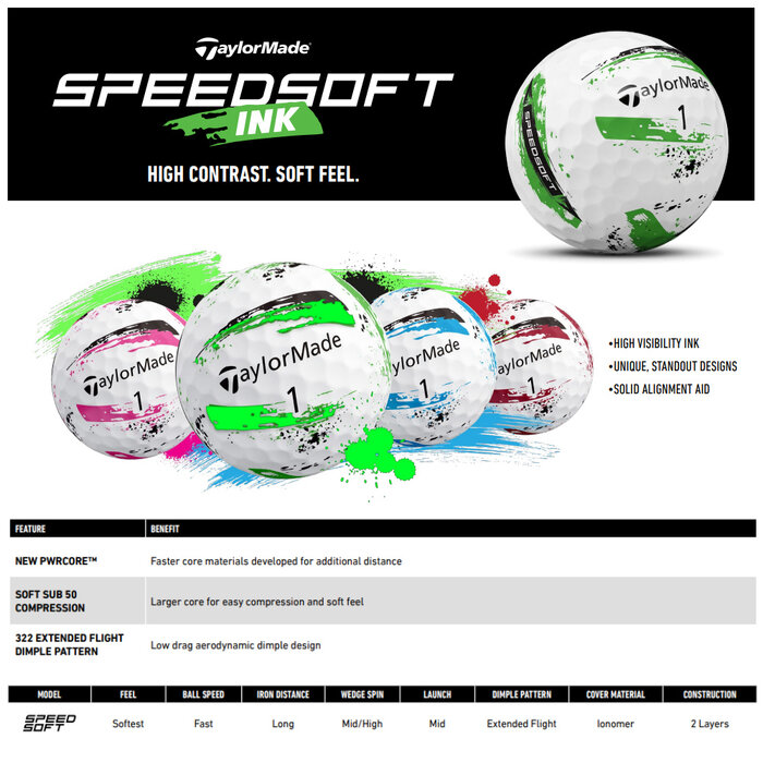 TaylorMade TaylorMade SpeedSoft Ink Golf Balls 2024 - Green - 12 Pack