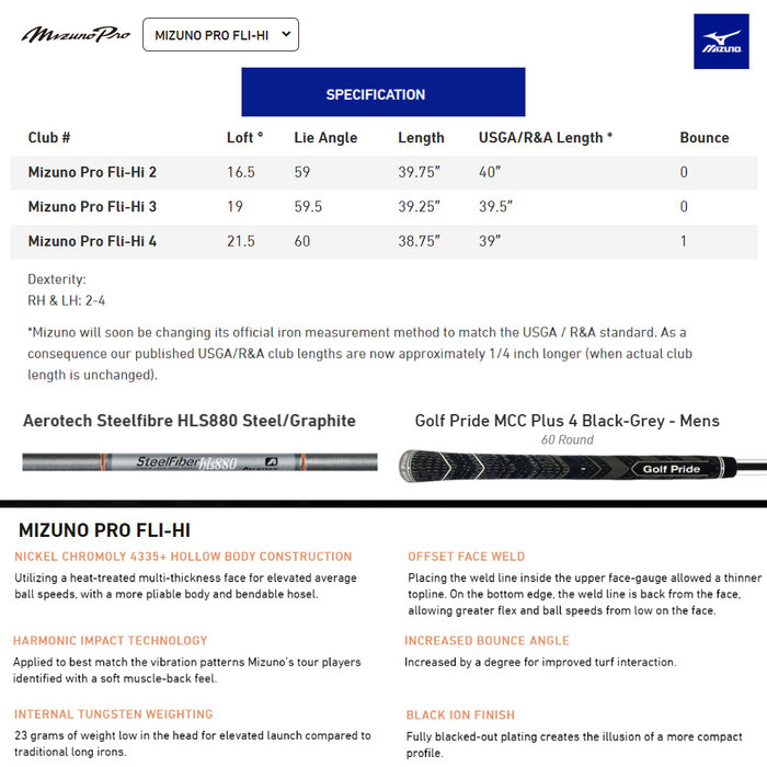 Mizuno Mizuno PRO Fli-Hi Driving IJzer 2025 (graphite shaft)