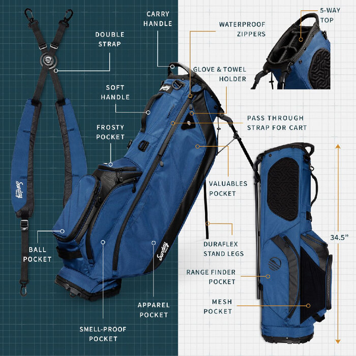 Sunday Golf Sunday Golf Ryder Stand Bag - Navy Blue