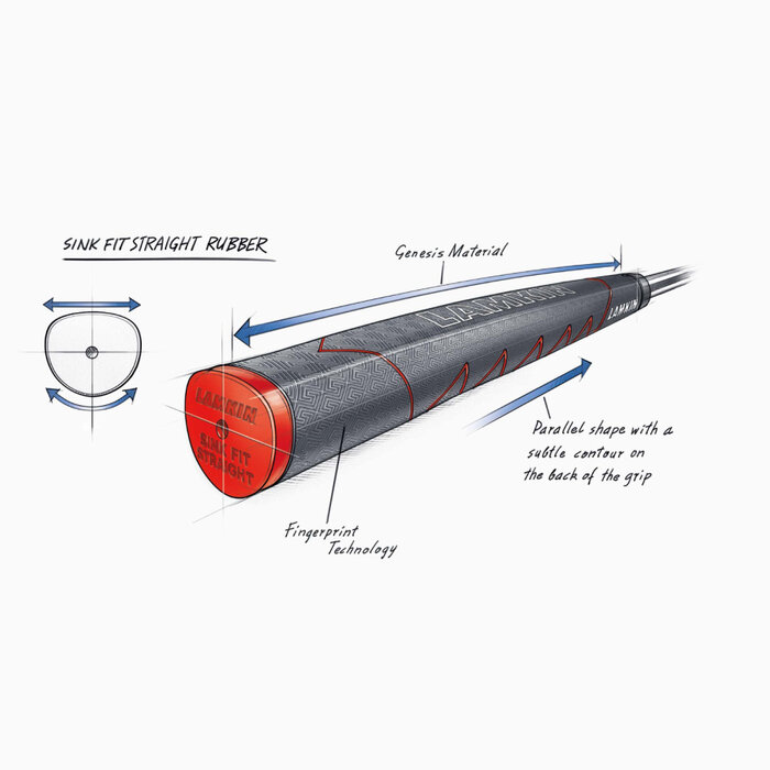 Lamkin Lamkin Sink Fit Straight Rubber Puttergrip 2024 - Zwart Rood