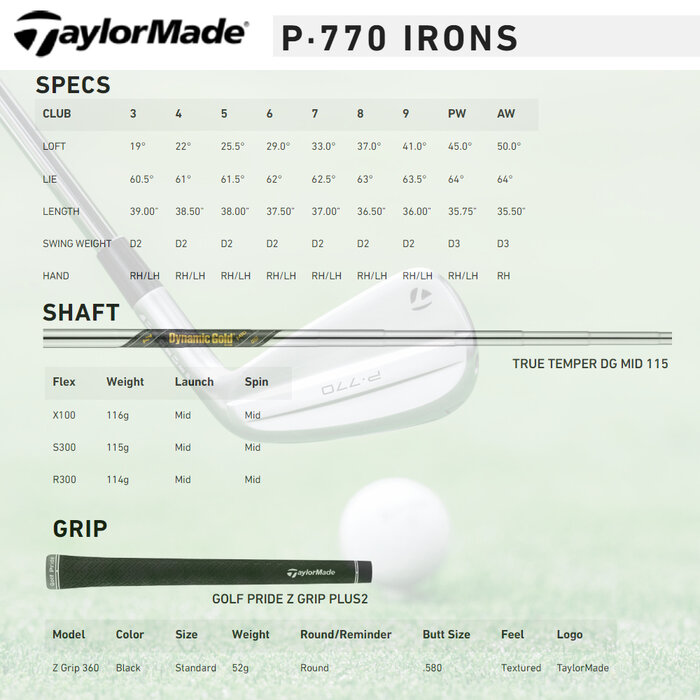 TaylorMade TaylorMade P-770 Forged IJzers 4-PW 2024 (steel shaft)