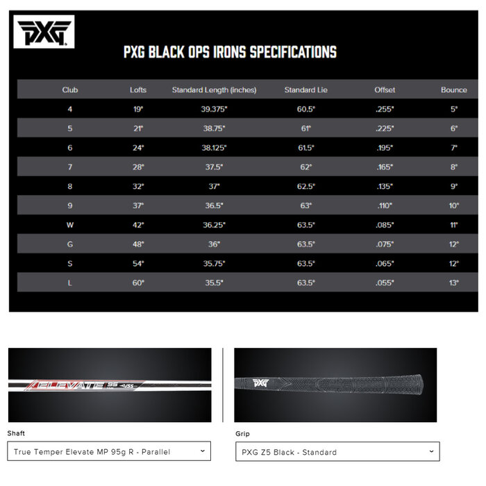 PXG PXG 0311 Black Ops IJzers 5-PW 2024 (steel shaft)