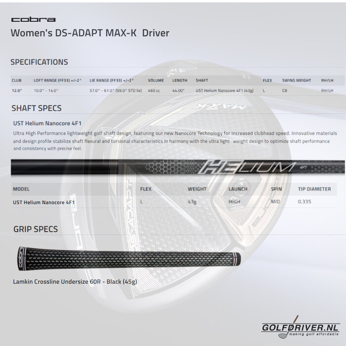 Cobra Cobra DarkSpeed Adapt Max-K Dames Driver 2025