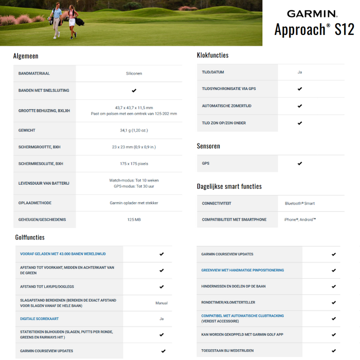 Garmin Garmin Approach S12 GPS Golf Watch 2025 - Black