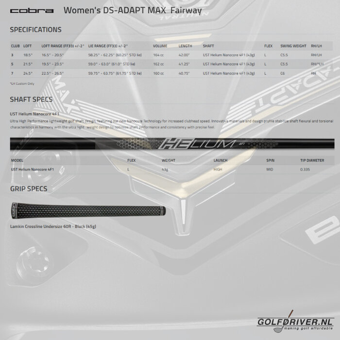 Cobra DS-Adapt Max Ladies Fairway Wood 2025 - LEFT