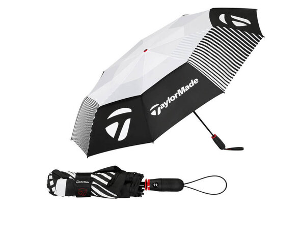 TaylorMade Taylormade 54" Kompakter faltbarer Double Canopy Golfregenschirm 2025 - Schwarz Weiß