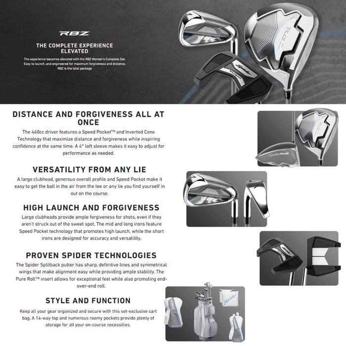TaylorMade TaylorMade RBZ 2.0 Femmes 14 pièces Pack complet 2025 | Sac chariot (shaft graphite)