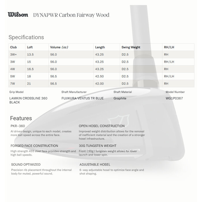 Wilson Wilson DynaPower 2 Carbon Fairway Wood 2025