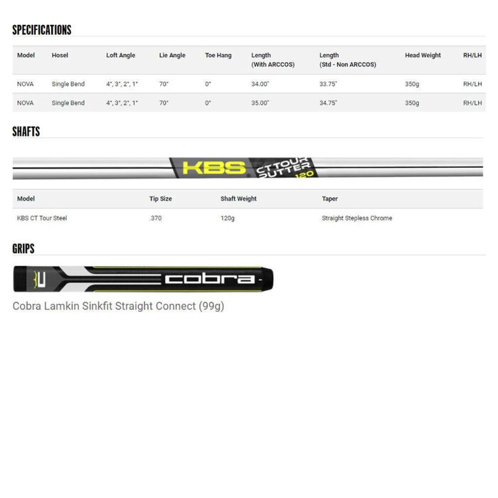 Cobra Cobra Vintage Nova Single Bend Putter