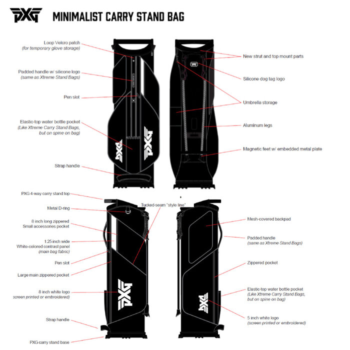 PXG PXG Minimalist Carry Stand Bag 2025 - Black White