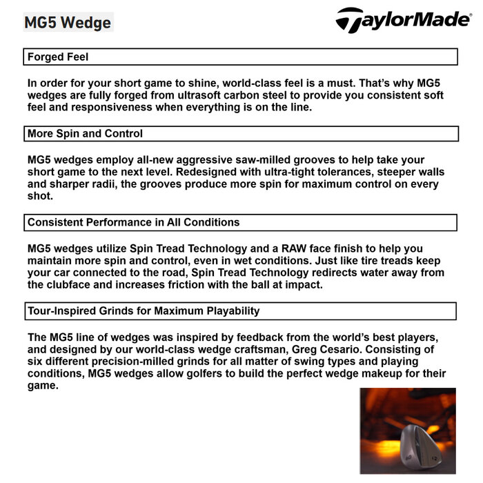 TaylorMade TaylorMade Milled Grind 5 Wedge (steel shaft) 2025 - Chrome