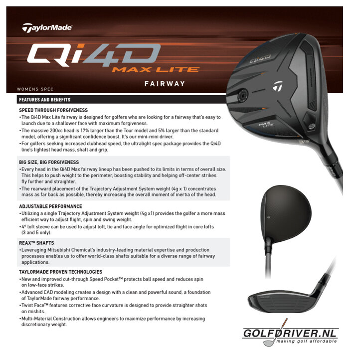 TaylorMade TaylorMade Qi4D Max Lite Dames Fairway Wood 2026