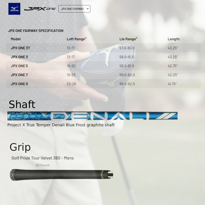 Mizuno Mizuno JPX One Fairway Wood 2026 - Denali Blue Frost Shaft