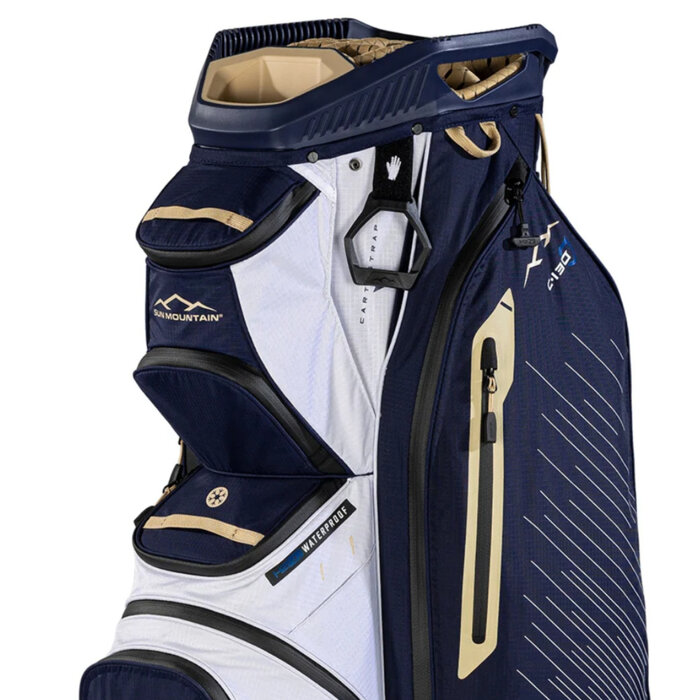Sun Mountain Sun Mountain C130 H2NO Waterproof Bolsa de golf carro - Azul Blanco Oro
