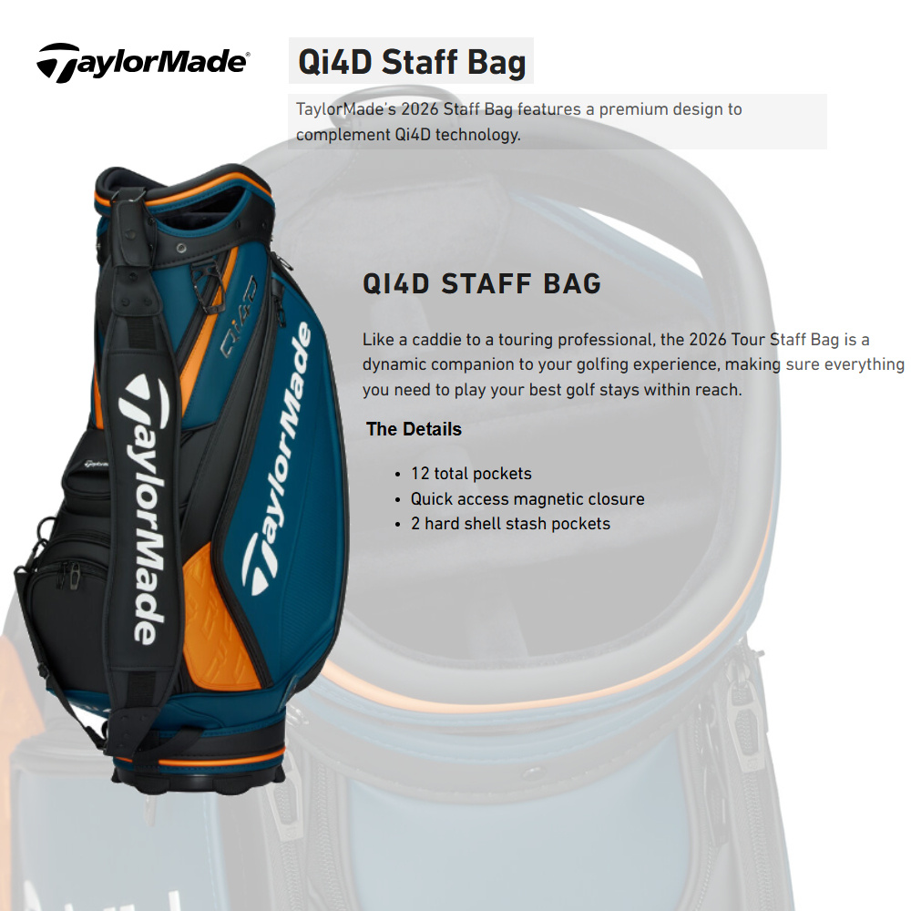 TaylorMade Qi4D Tour Staff Bag 2026 - GolfDriver.nl/en