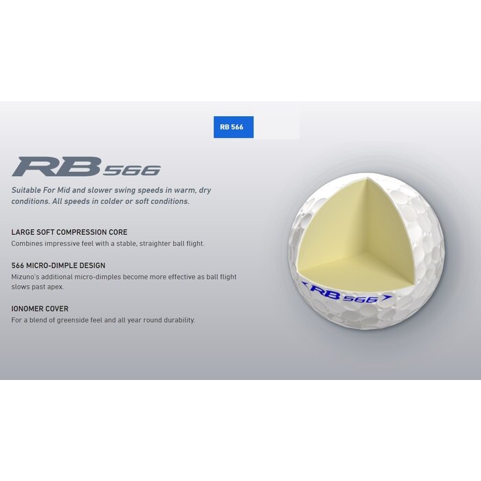 Mizuno Mizuno RB566 Golfballen 2026 - Wit -12 Stuks