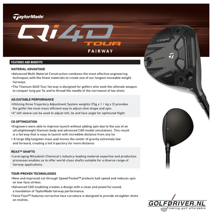 TaylorMade Taylormade Qi4D Tour Fairwayholz 2026 - LINKS