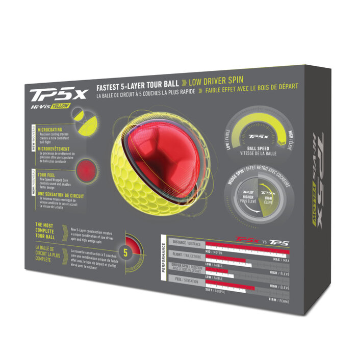 TaylorMade TaylorMade TP5x Golfballen 2026 - Geel - 12 stuks