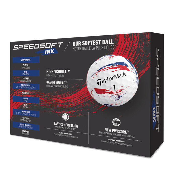 TaylorMade TaylorMade SpeedSoft Ink Golf Balls 2026 - Blue Red - 12 Pack